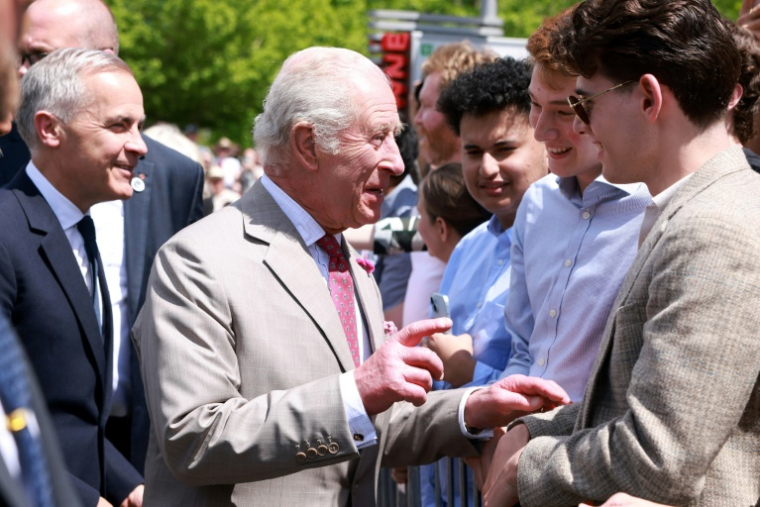 Le roi Charles III dans un parc de la capitale Ottawa le 26 mai 2025 pour son premier jour de visite au Canada. ( POOL / Ian Vogler )