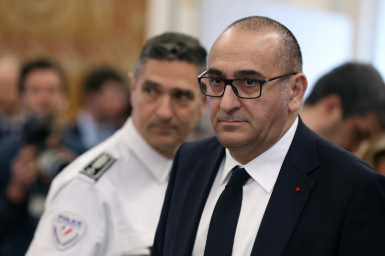 Le préfet de police Laurent Nuñez, lors de la conférence de presse du ministre de l'Intérieur Bruno Retailleau, dressant le bilan des ses six mois, Paris, 10 avril 2025 ( AFP / ALAIN JOCARD )