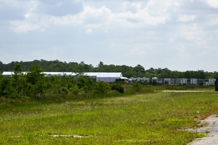 Le centre de rétention de migrants surnommé "Alcatraz des alligators", à Ochopee (Floride), le 25 juin 2026 ( AFP / CHANDAN KHANNA )