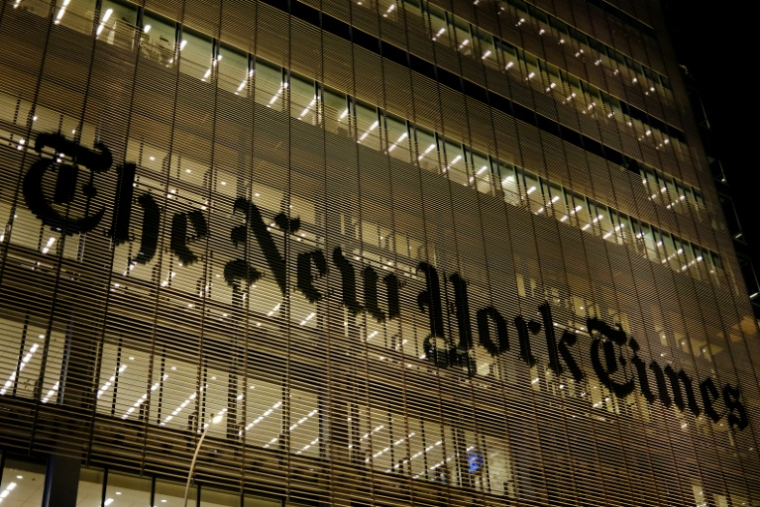 Le siège du New York Times est visible à New York le 17 décembre 2024 ( AFP / CHARLY TRIBALLEAU )