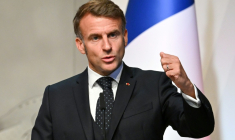Le président français Emmanuel Macron lors d'une conférence de presse à Ljubljana, le 21 octobre 2025 en Slovénie ( AFP / Jure Makovec )