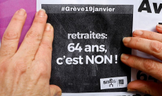 Photo d'une pancarte en vue d'une grève nationale contre la réforme des retraites