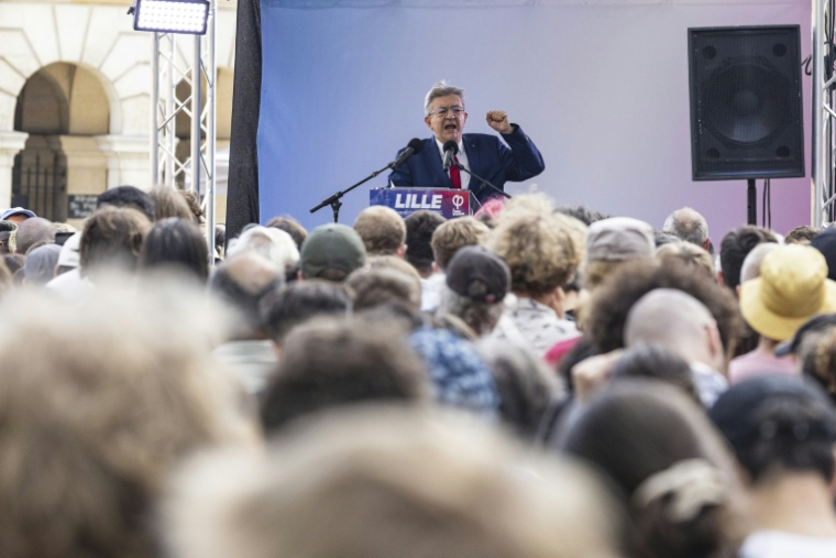 Meeting du leader de LFI Jean-Luc Mélenchon à Lille, le 6 septembre 2025 le ( AFP / Sameer Al-DOUMY )