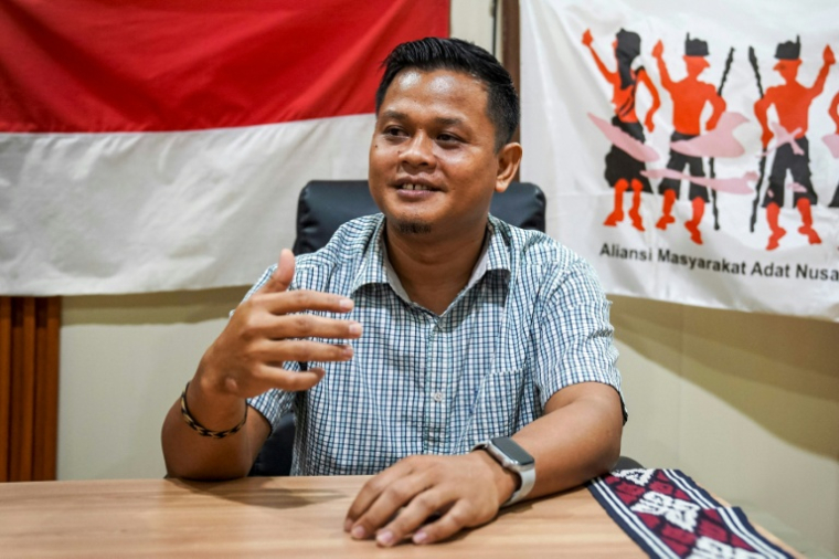 Tono, représentant de l'AMAN, lors d'un entretien à Pontianak, dans le Kalimantan occidental, le 8 octobre 2026 en Indonésie ( AFP / DITO )