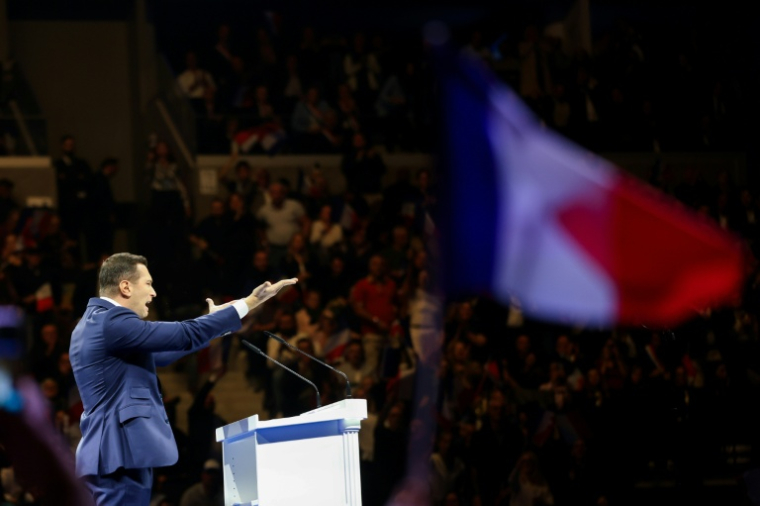 Le président du Rassemblement national (RN) Jordan Bardella lors du congrès du parti à Orléans, le 25 octobre 2026  ( AFP / ROMAIN PERROCHEAU )