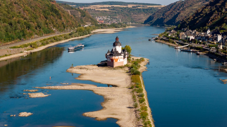 Le Château Pfalzgrafenstein à Kaub, en Allemagne, le 14 août 2026. ( afp / TORSTEN SILZ )