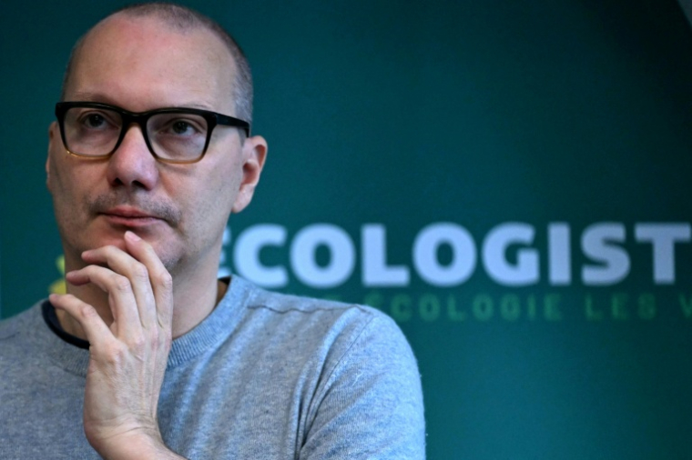 L'écologiste David Cormand lors d'une conférence de presse pour sa candidature aux élections européennes, le 30 avril 2024 à Paris  ( AFP / Miguel MEDINA )