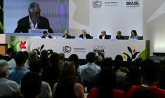 Conférence de presse de dirigeants, à la COP30, à Belem (Brésil), le 17 novembre 2025 ( AFP / Pablo PORCIUNCULA )