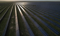 Vue aérienne de panneaux solaires