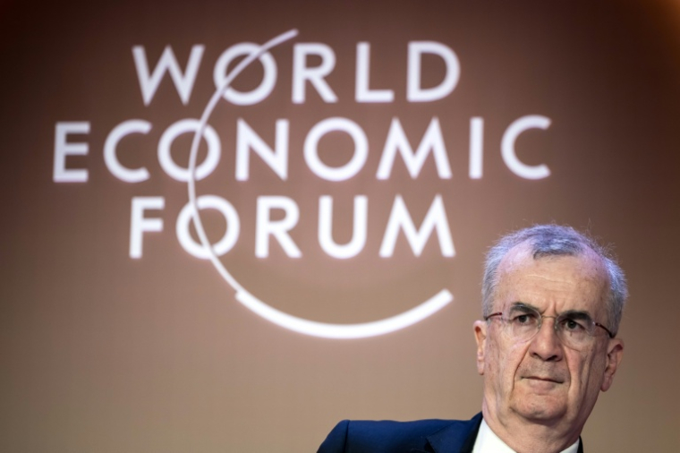 Le gouverneur de la Banque de France, François Villeroy de Galhau, le 22 janvier 2025 à Davos ( AFP / FABRICE COFFRINI )