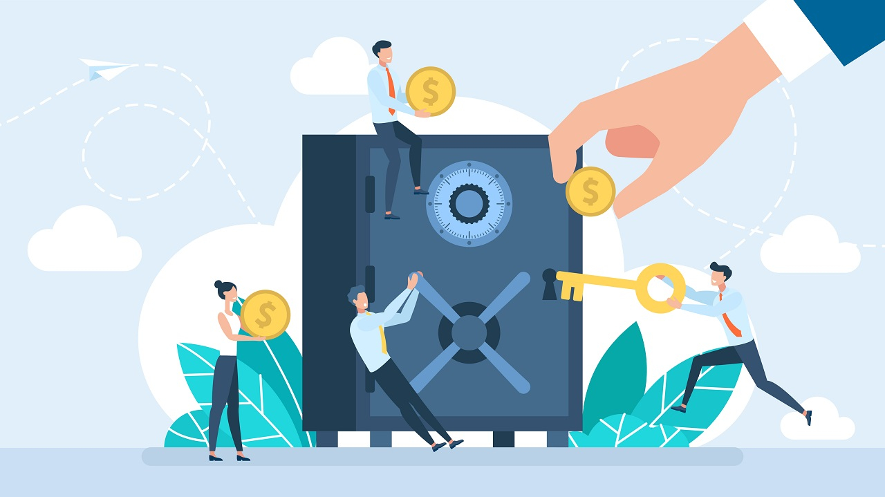 (Crédits photo : Adobe Stock - Compte bancaire alimenté par des euros et sécurisé dans un coffre-fort)