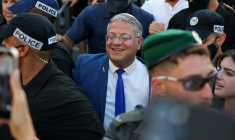 Le ministre israélien de la Sécurité nationale, Itamar Ben Gvir, lors de la "Journée de Jérusalem", une marche nationaliste, le 14 mai 2026 ( AFP / Ilia YEFIMOVICH )
