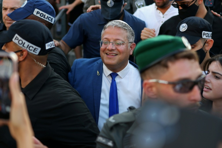 Le ministre israélien de la Sécurité nationale, Itamar Ben Gvir, lors de la "Journée de Jérusalem", une marche nationaliste, le 14 mai 2026 ( AFP / Ilia YEFIMOVICH )