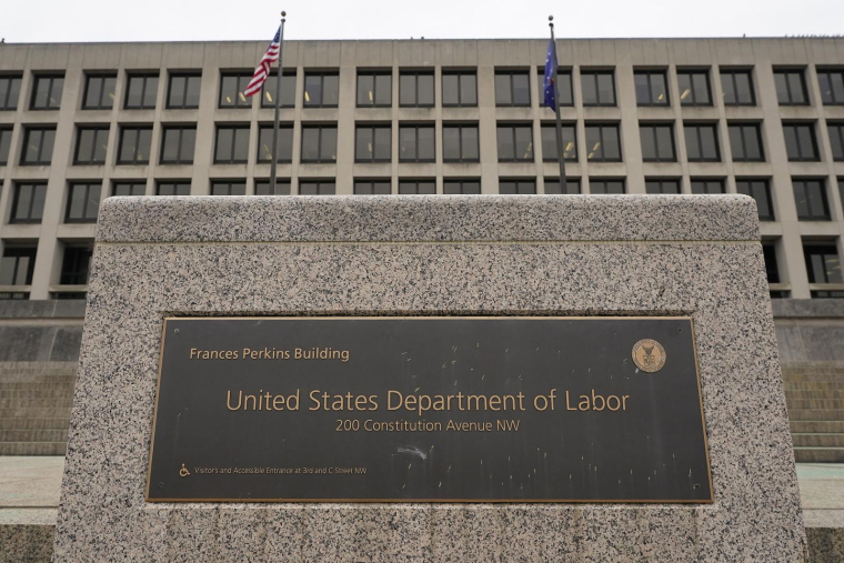 Photographie du bâtiment du ministère du Travail de Frances Perkins, le 5 février 2025 à Washington. ( GETTY IMAGES NORTH AMERICA / AL DRAGO )