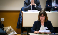 Véronique Sarselli (LR), élue première femme présidente de la puissante Métropole de Lyon,le 26 mars 2026 à Lyon ( AFP / OLIVIER CHASSIGNOLE )