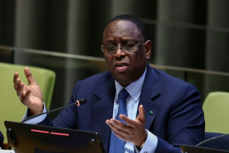L'ancien président du Sénégal Macky Sall prend la parole au siège des Nations unies, le 22 avril 2026, à New York ( AFP / CHARLY TRIBALLEAU )