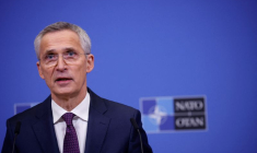 Le secrétaire général de l'OTAN, Jens Stoltenberg, lors d'une conférence de presse à Bruxelles, Belgique