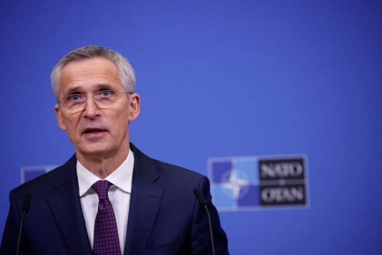 Le secrétaire général de l'OTAN, Jens Stoltenberg, lors d'une conférence de presse à Bruxelles, Belgique