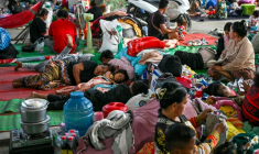 Un camp pour personnes déplacées dans la province cambodgienne de Banteay Meanchey, à la frontière avec la Thaïlande, le 13 décembre 2025 ( AFP / TANG CHHIN SOTHY )
