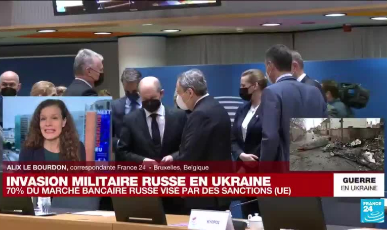 Invasion militaire russe en Ukraine : 70 % du marché bancaire russe visé par des sanctions européennes