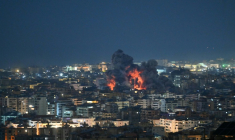 Frappe israélienne sur le siège de la chaîne de télévision libanaise Al-Manar, affiliée au Hezbollah, le 3 mars 2026 dans la banlieue sud de Beyrouth ( AFP / FADEL itani )