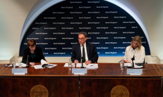 La Banque d'Angleterre tient la conférence de presse du Rapport sur la politique monétaire à Londres