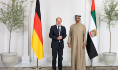 Photo du président des Émirats arabes unis, le cheikh Mohamed ben Zayed al Nahyane, avec le chancelier allemand Olaf Scholz