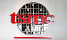 Le logo de TSMC à son siège, à Hsinchu, Taiwan