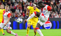 Youssoupha Mbodji of Slavia scores during the Football Champions League 1st round match Slavia Praha vs Bodo/Glimt in Prague, Czech Republic, September 17, 2025. (CTK Photo/Vit Simanek)   - Photo by Icon Sport