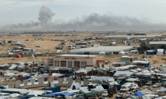 Un refuge pour des Palestiniens à Rafah, dans la bande de Gaza