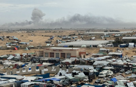 Un refuge pour des Palestiniens à Rafah, dans la bande de Gaza