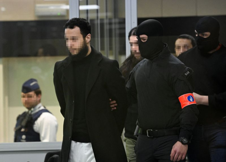 Photo d'archives : Les accusés Salah Abdeslam, Osama Krayem et Mohamed Abrini