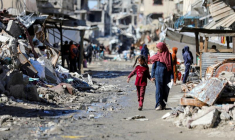 Une rue de la ville de Gaza, détruite par l'offensive militaire israélienne