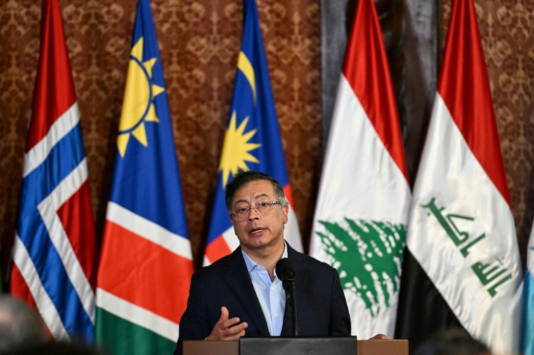 Le président colombien Gustavo Petro au palais San Carlos à Bogota, le 16 juillet 2025 ( AFP / Luis ACOSTA )