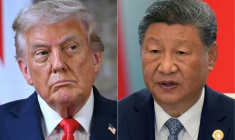 Portraits des présidents américain Donald Trump et chinois Xi Jinping  ( AFP / ANDREW CABALLERO-REYNOLDS )