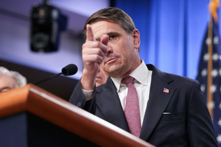 Le ministre américain de la Justice par intérim, Todd Blanche, lors d'une conférence de presse au ministère de la Justice, à Washington, le 23 juin 2026 ( AFP / Ken Cedeno )