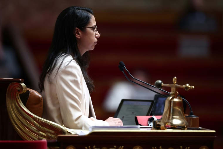 La vice-présidente de l'Assemblée nationale, Naïma Moutchou, le 8 juillet 2025 à l'Assemblée nationale, à Paris ( AFP / Guillaume BAPTISTE )
