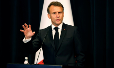 Le président de la République Emmanuel Macron à Tirana, en Albanie, le 17 mai 2025 ( AFP / Ludovic MARIN )