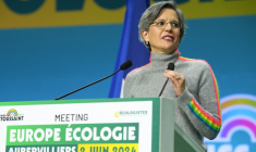 Sandrine Rousseau à Aubervilliers, le 2 juin 2024. ( AFP / ZAKARIA ABDELKAFI )