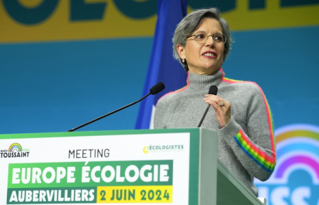 Sandrine Rousseau à Aubervilliers, le 2 juin 2024. ( AFP / ZAKARIA ABDELKAFI )