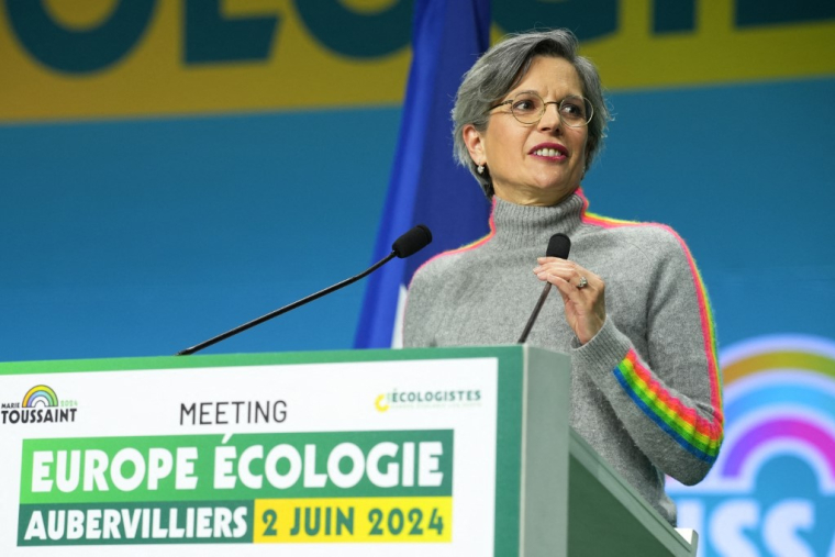 Sandrine Rousseau à Aubervilliers, le 2 juin 2024. ( AFP / ZAKARIA ABDELKAFI )