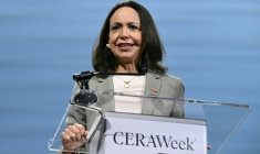 L'opposante vénézuélienne Maria Corina Machado à Houston, Texas le 24 mars 2026 ( AFP / RONALDO SCHEMIDT )