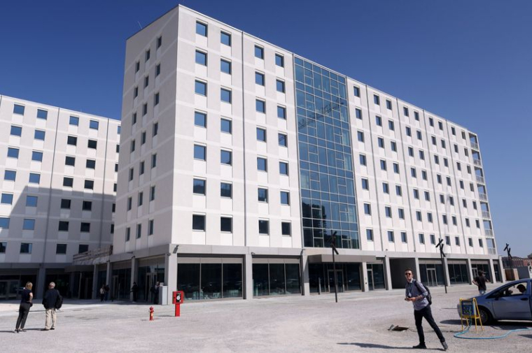 Visite de presse du chantier du Village olympique de Milan-Cortina 2026