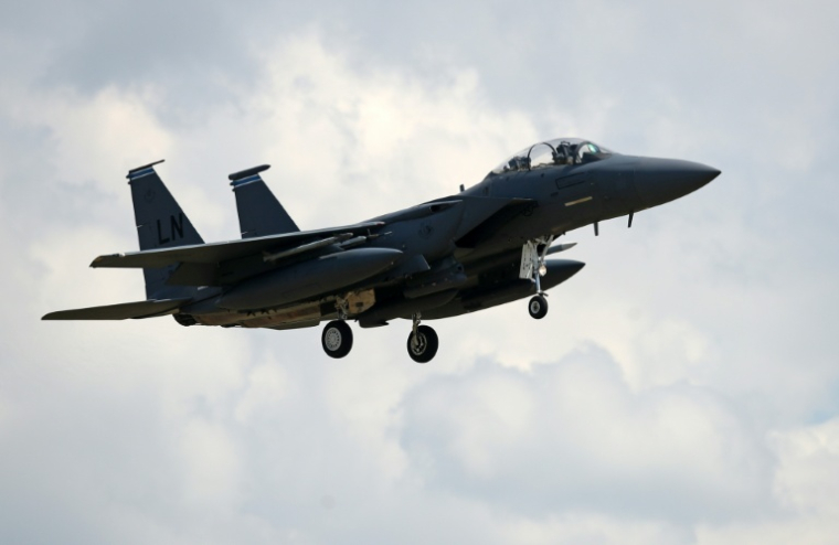 Un F-15E américain en juin 2015 au Royaume-Uni ( AFP / CHRIS RADBURN )