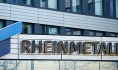 Le logo de la société allemande Rheinmetall AG à Duesseldorf