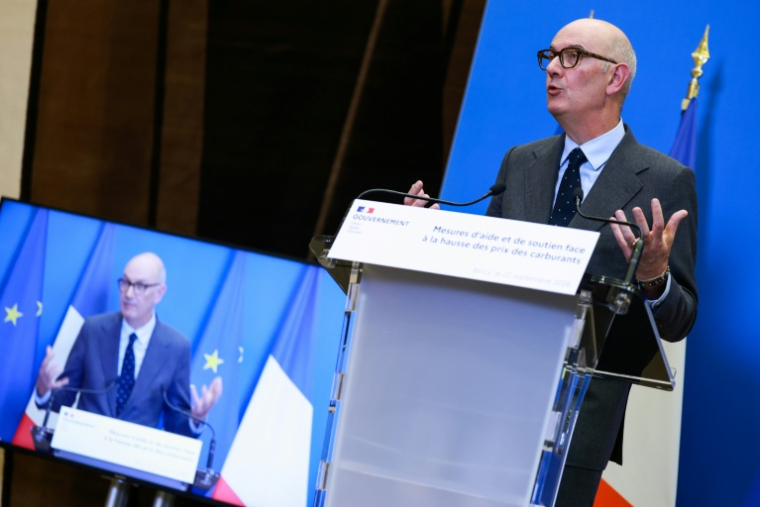 Le ministre de l'Economie Roland Lescure lors d'une conférence de presse à Paris, le 22 septembre 2026 ( AFP / Kenzo TRIBOUILLARD )