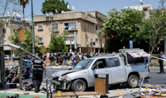 Les lieux d'un attentat à la voiture-bélier à Tel Aviv