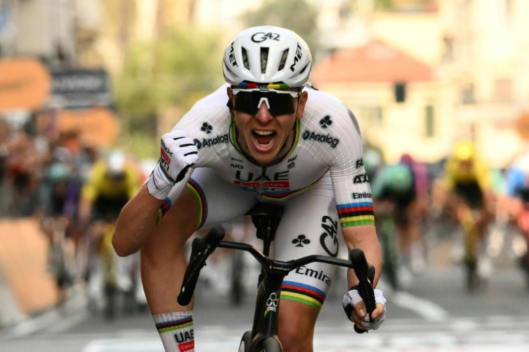 Tadej Pogacar le 21 mars 2026 à Sanremo ( AFP / Marco BERTORELLO )