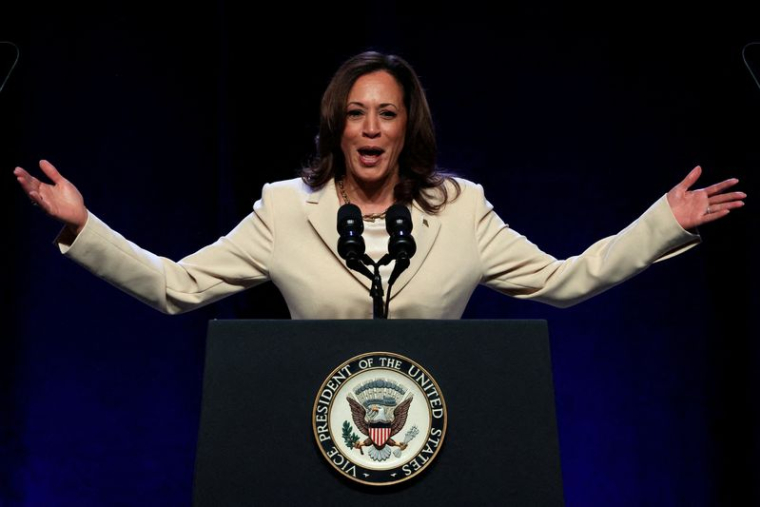 La vice-présidente américaine Kamala Harris lors de la convention constitutionnelle de UNITE HERE, à New York