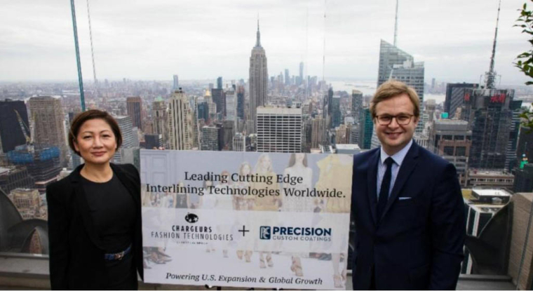 Angela Chan, directrice générale de Chargeurs Fashion Technologies et Michaël Fribourg, PDG de Chargeurs. (© Chargeurs)